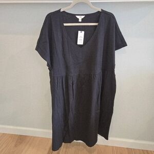 Terra & Sky Black Knit Dress with Pockets NWT 1X